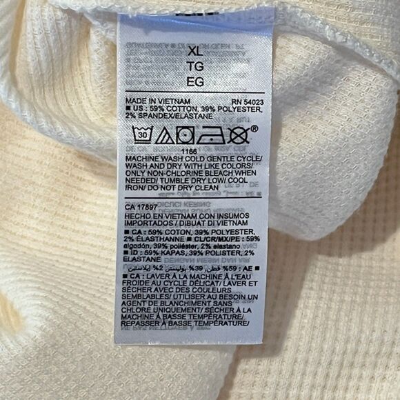 Old Navy Henley Thermal Tee Long Sleeves Scoop Neck Creme de la Creme XL NEW NWT - Picture 4 of 7